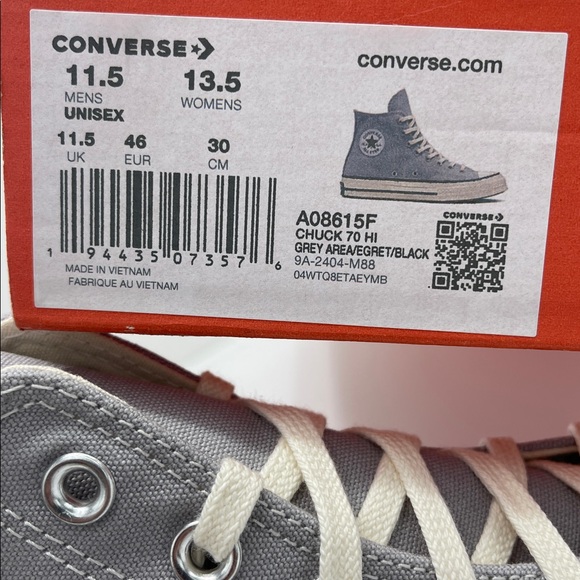 Converse Men’s A08615F CHUCK 70 HI
GREY AREA/EGRET Classic High-Tops Sneakers - Picture 16 of 16